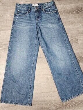 GARAGE DENIM Taille Basse A Jambe Large Low Rise Wide Leg Denim Jeans 7 / 28